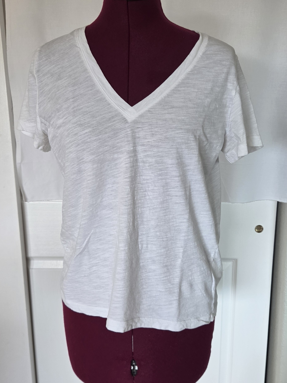 Madewell White V-Neck Slub Short Sleeve Tee Size Large Staple